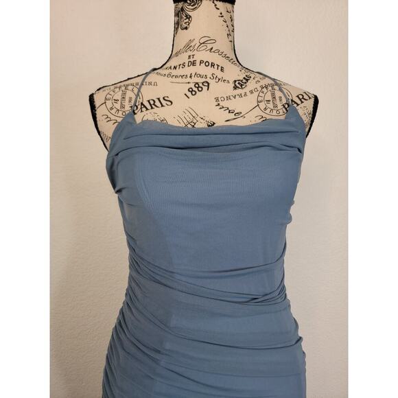 Tic Toc Stretchy Bodycon Mini Dress Sz Medium Ruched Spaghetti straps Coquette - Picture 3 of 10